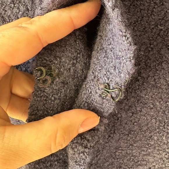 Free People Womens Cardigan Ruffle Fringe Size M Hook & Eye Purple Fringe, wool - Picture 4 of 7